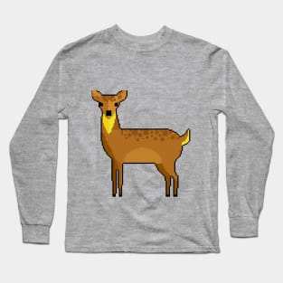 Majestic Antlers: Pixel Art Deer Design for Fashionable Attire Long Sleeve T-Shirt